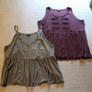 Bundle of 2 Torrid Sleeves Flowy Tank Tops size 3